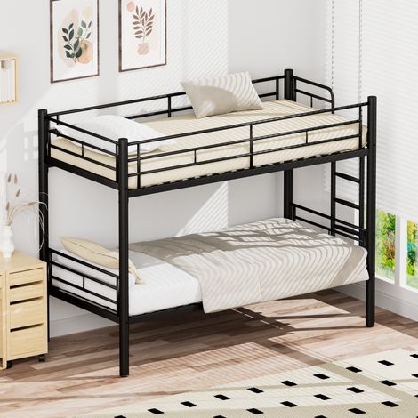 Bett Etagenbett platzsparend 90x190 Metall Schwarz OKMYHOME (1/5)