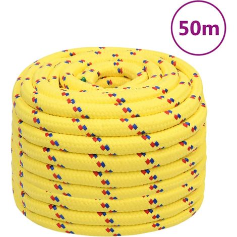 Corde marine en polypropylène jaune, 20 mm x 50 m – voile, amarrage et camping - PANGIVO (1/5)