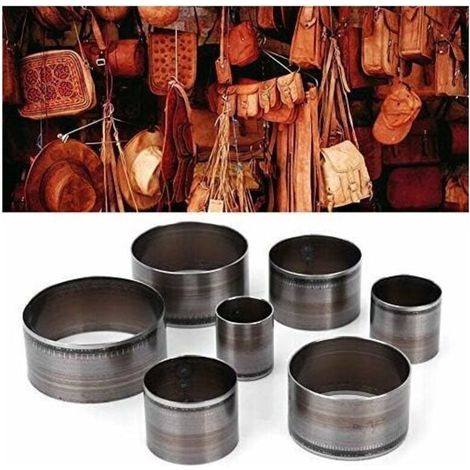 Coupe-cuir rond, outils de découpe pour cuir 7 pièces, ensemble de poinçons creux, ensemble de poinçons manuels pour cuir, coupe-cuir, matrice de poinçonnage circulaire, poinçon pour cuir (1/4)