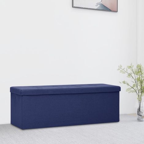 vidaXL Cassapanca Pieghevole Blu in Simil Lino (1/5)