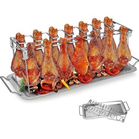 Support pour cuisses de poulet, support pour ailes de poulet, grille en acier inoxydable pour barbecue et pique-nique (1/5)