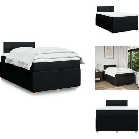 Sommier à lattes de lit avec matelas noir 120x190 cm tissu - Sommier À Lattes De Lit - Sommiers À Lattes De Lit - Lit - Meuble De Chambre À Coucher (1/5)