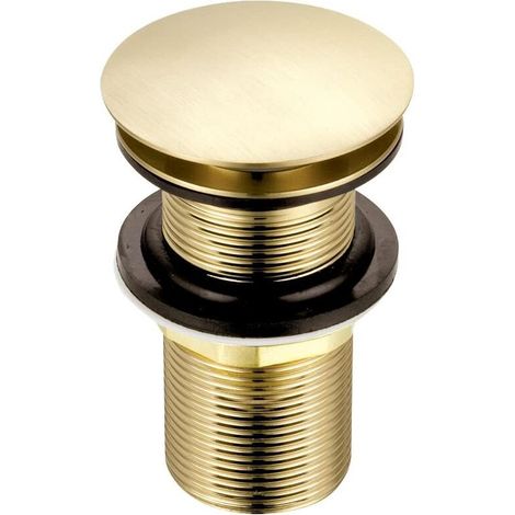 Bouchon de lavabo de rechange en forme de dôme, verrouillage par pression, en laiton brossé, rond, connexion standard G 1 1/4 po BSP, 1 pièce (1/2)