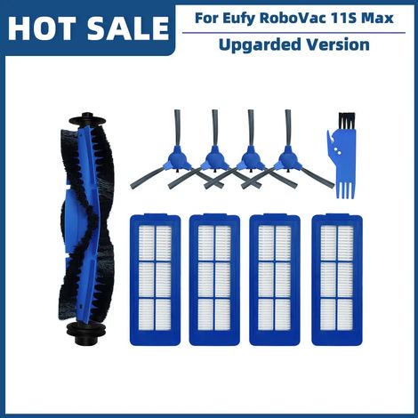 (Kit D) Convient aux aspirateurs robots Eufy RoboVac 11S Max, 15C Max, 25C Max, 30C Max, G10, G20, G30 Edge Hybrid et G32 Pro. Filtre à brosse latérale principale. (1/4)
