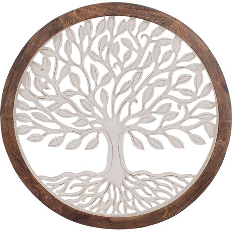Signes Grimalt Tavolo da muro adorno  Adorno Life Tree White Legno piatti 4x63x63cm 28482