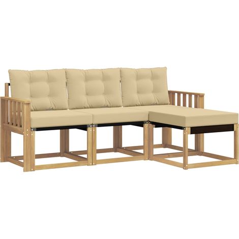Outdoor Sofa Set with Cushion 4 pcs White and Beige vidaXL