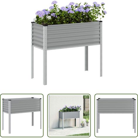 Garten - Pflanzkübel Grau 100x45x90 cm Stahl (1/5)