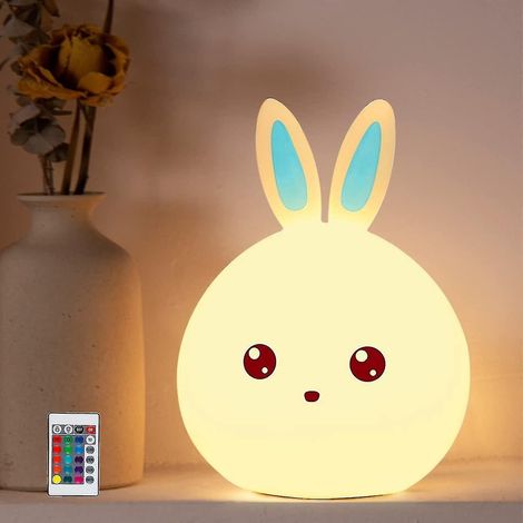 Veilleuse LED en silicone pour bébé lapin, rechargeable, lampe tactile pour bébé lapin (1/5)