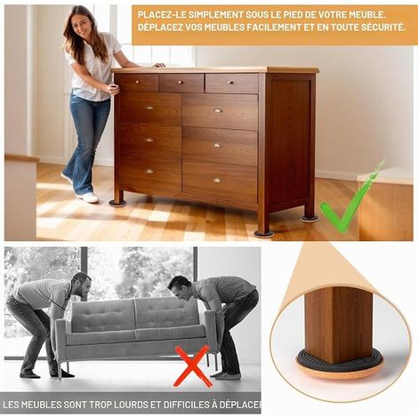 Furniture Sliders Round Brown – 9 cm (1/3)