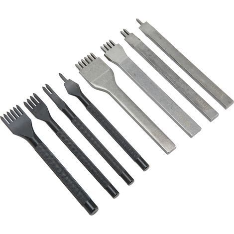 8-teiliges Set Dornen, 3 mm, ein-, 2-, 4- und 6-zahnig, aus einer Legierung, zum Vernähen und für Lederarbeiten (1/5)