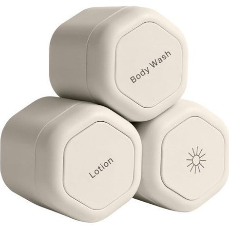 Boîte de rangement magnétique, ensemble de contenants de voyage 3 pièces, boîte à maquillage compacte couleur beige (1/4)