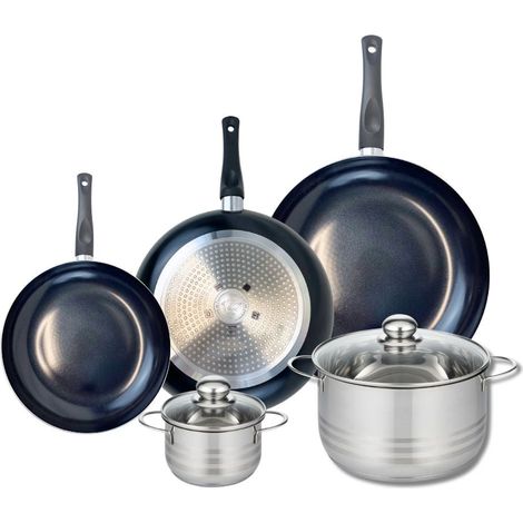 Ensemble de 3 Poêles de cuisson 20, 24 et 28 cm et 2 faitouts 12 et 20 cm Elo Prima Brillant (1/5)
