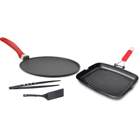 Set 4 Pezzi Bistecchiera + Piastra Multiuso in Alluminio Pressofuso Antiaderente Olympia Love (1/5)