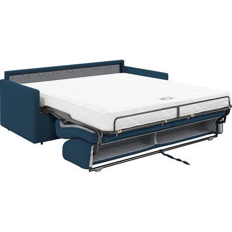 Canapé 4 places convertible express en tissu bleu foncé - Couchage 160 cm - Matelas 14 cm CALIFE (1/2)