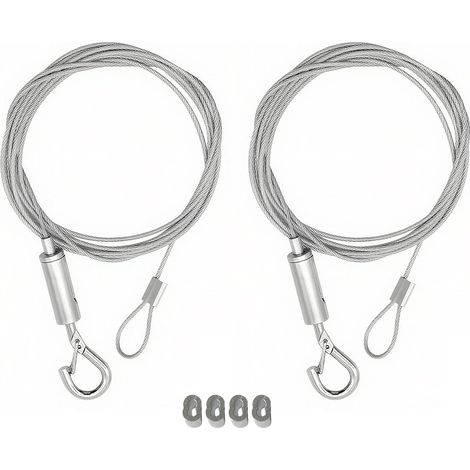 6 Piece Steel Cable, 2 m x 0.3 cm with Turnbuckle  Stainless Steel, 6 Adjustable Cables with Eyelets and Hooks, for Light Curtains, Photos, Frames, Lamps and Decor (1/5)