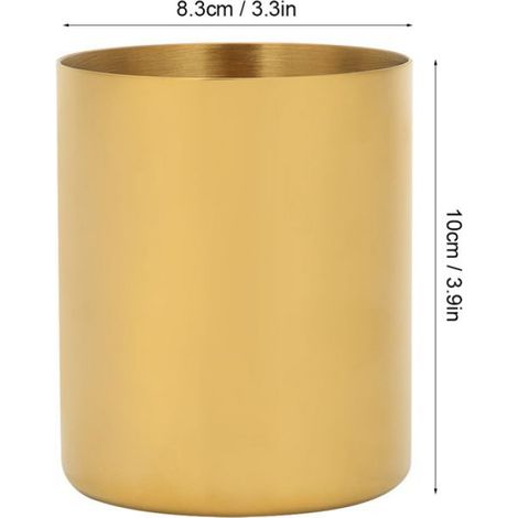 Porte-crayon doré en acier inoxydable, organisateur de stylos de bureau nordique avec finition miroir pour le rangement des (1/4)