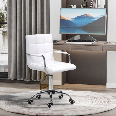 Ergonomischer höhenverstellbarer Bürodrehstuhl aus weißem PVC OKWISH (1/5)