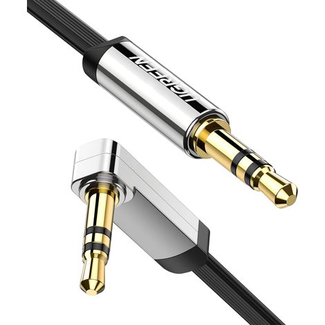 Câble Jack 3.5mm Mâle Mâle Plat Coudé 90 Degrés Câble (1M) Auxiliaire Voiture Compatible avec Casque Enceinte Smartphone Tablette MP3 MP4 HiFi Stéréo Barre de Son (1/5)