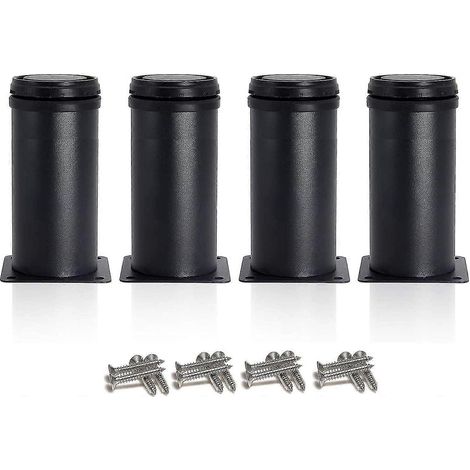 Quatre pieds de table noirs réglables, hauteur 120 mm, renforcés, adaptés aux armoires, tables, meubles, etc., en acier inoxydable, réglables en hauteur, modèle 08572 B SH (1/5)