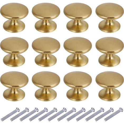 (12pcs, or), 27mm,Boutons de Porte Rond Boutons de Tiroir 27mm Poignées de Meuble pour Placard Armoire Cuisine (1/5)
