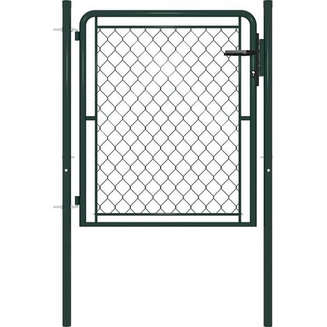 Portillon de Clôture Porte Portillon Portail de jardin Acier 100x100 cm Vert 14215