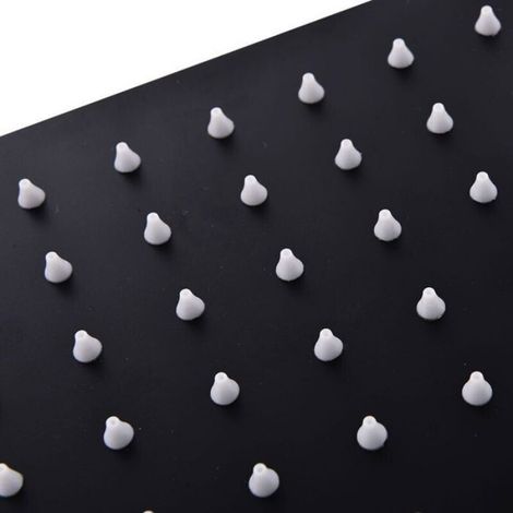 Pommeau De Douche - 20x20 Cm - Noir - Acier Inoxydable - Joint Pivotant - 1 Unite (1/4)