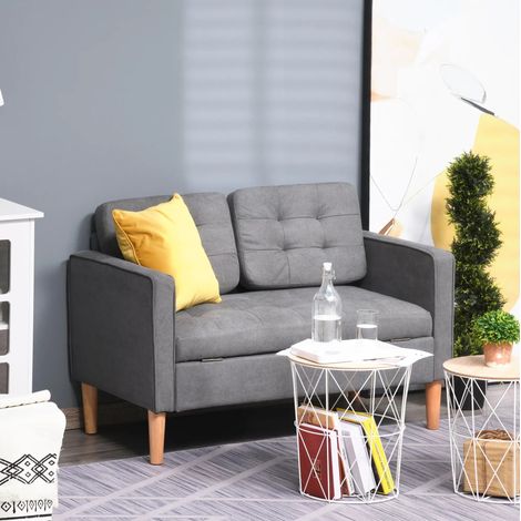Sofa Sitzmöbel Aufbewahrung kompakt 117 cm Grau OKMYHOME (1/4)