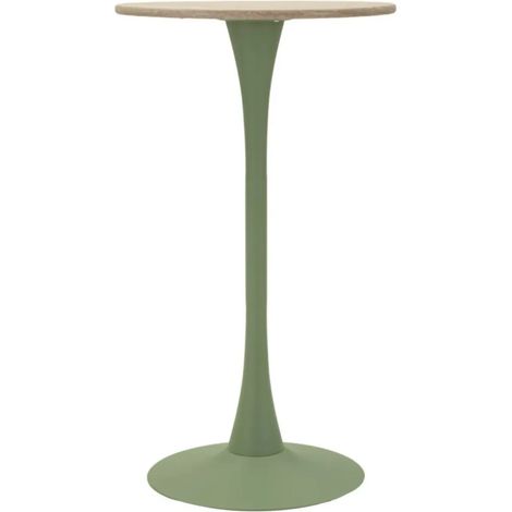 Tavolo da Bar Alto Verde Crema Rotondo in MDF Ferro da Interno Esterno