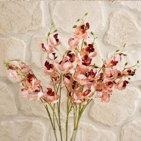 Pack of 6 x 80cm Pink Artificial Mini Orchid Stem - Premium Quality (1/5)