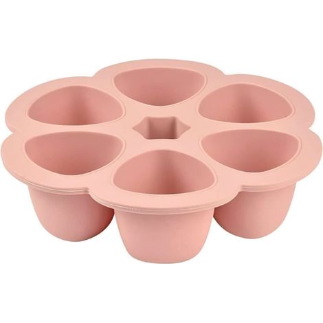 BEABA Multiportions en silicone de qualité premium, résistance thermique, couvercle hermétique, Fabriqué en Italie, 6x90 ml (1/3)