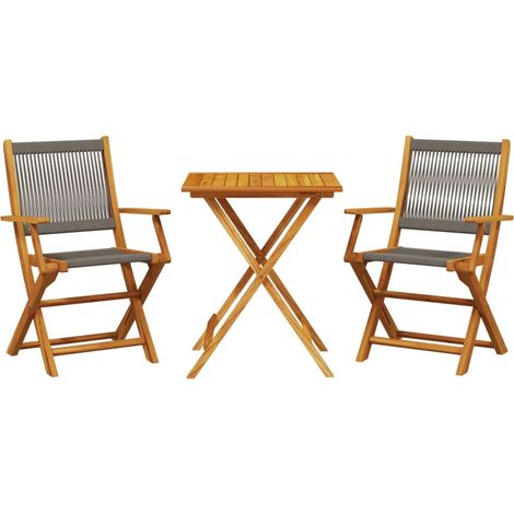 Maison Exclusive - Set da Bistrot 3pz Grigio in Polipropilene e Legno Massello