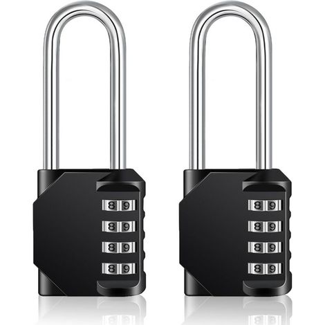 Cadenas à combinaison robuste – Cadenas résistant aux intempéries, verrou réinitialisable, anse de 6,3 cm de long en alliage de zinc à 4 chiffres, 2Pcs