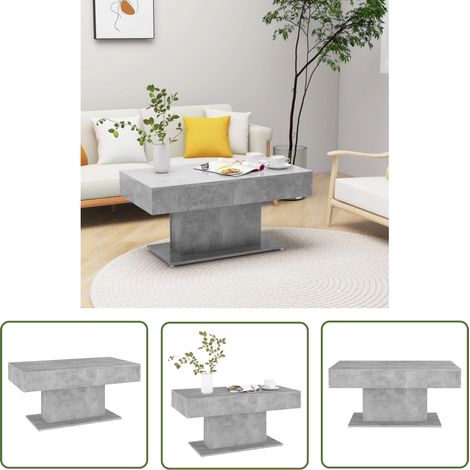 The Living Store Table basse gris béton 96x50x45 cm bois d'ingénierie - Table Basse - Meuble Salon - Table D'appoint - Design Moderne - Bois D'ingénierie (1/5)