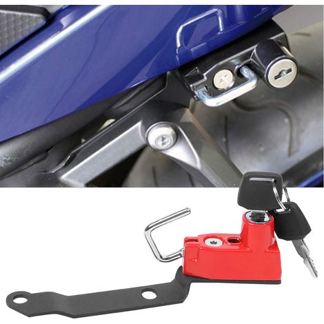 Antivol de casque en alliage d'aluminium compatible avec les motos Yamaha MT25 MT03 YZF R25 R3 2014-2019 (Rouge) (1/4)