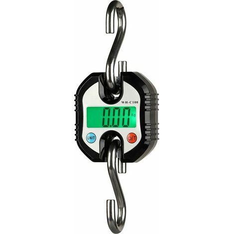 Green Mobility-Pèsepersonne électronique à crochet de 150 kg Affichage numérique rétroéclairé LCD, noir avec batterie assortie noir avec batterie assortie (1/5)