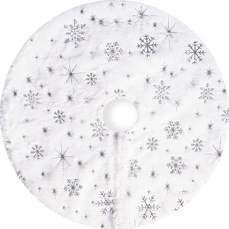 Tree Skirt - Snowflake Design - 39 X 39 Cm - Polyester Fiber - For Christmas Tree Base Coverage - 1 Piece (1/5)