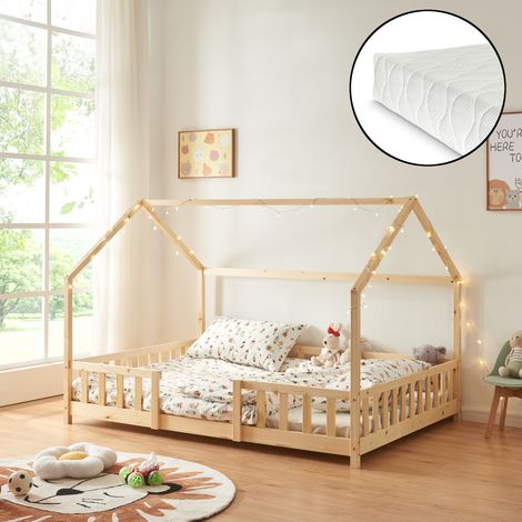 Kinderbett Sisimiut mit Matratze 120x200 cm Holzfarben [en.casa]