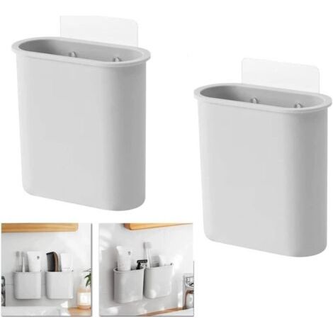 QORVA-2 Porte - Brosse à Dents, Style Minimaliste Support de Rangement Mural Polyvalent, boîte de Rangement de Salle de Bain pour Brosse à Dents, Rasoir, Dentifrice, Peigne (1/5)