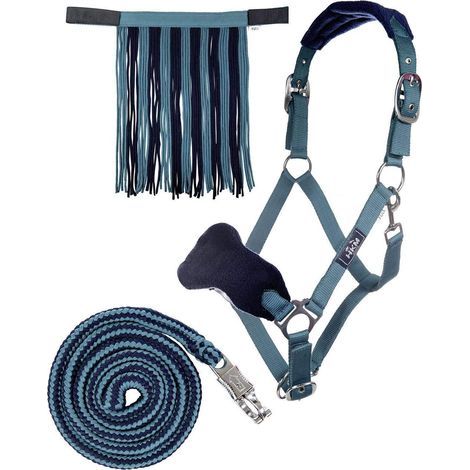 Set abnehmbare Anti-Fransen-Halftermaske Petrol Marineblau Reiten (1/3)