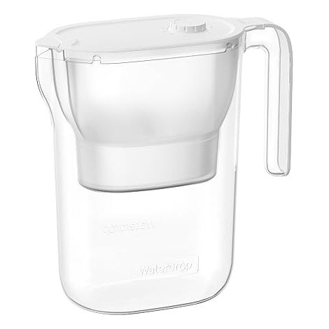 Waterdrop Carafe Filtrante pour Réfrigérateur, Pichet pour eau Filtrante avec Filtre de 3 Mois, 2,5 L, Réduit le Fluor, le Chlore et Plus, Certifiée NSF, sans BPA, Blanc (1/5)