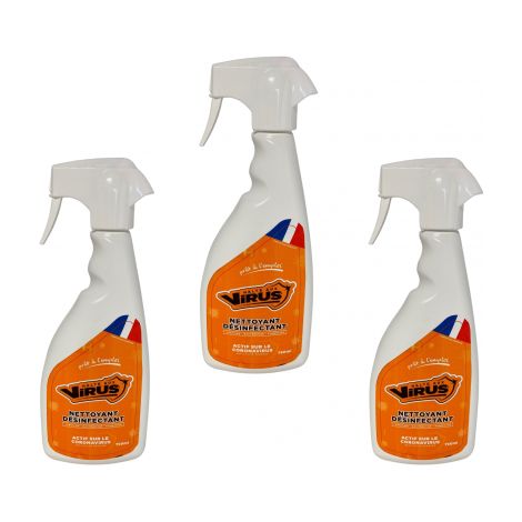 Nettoyant bactéricide toutes surfaces - Venteo - Orange - Adulte - Nettoyant à traitement virucide et fongicide - Lot 3