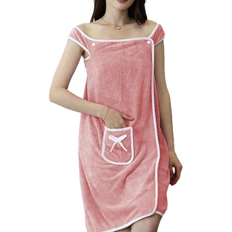 Peignoir de bain en polaire corail avec poche - douche portable , paréo . Offrez-vous un moment douc