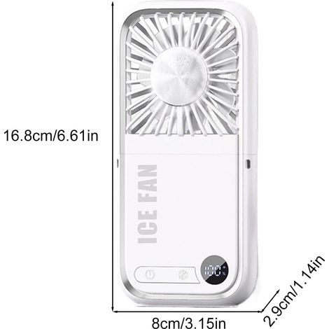 Ventilatore Portatile Pieghevole 3000mAh, 5 Velocità Silenzioso con Powerbank USB-C e Display LED, Design Elegante per Ufficio Viaggio e Outdoor (1/4)