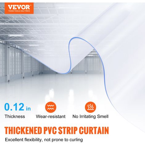 Rideau à Lanière PVC, 2500x30,5 cm, Rideau Lamelles Transparent, Rouleau Bande de Porte en Plastique Lisse Épaisseur 3 mm pour Port… (1/5)
