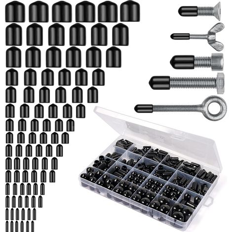 350 Pcs Rubber End Caps for Screws, Round Tube Rubber Plugs PVC Plastic Screw Thread Protectors Φ 1.5/2/2.5/3/3.5/4/5/6/6.5/7/8/9/10/13/15mm (1/5)
