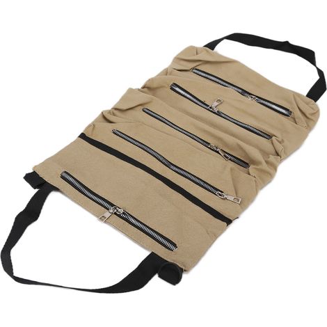 Accroche-siège auto, rangement en toile beige, pochette suspendue multifonction pour voiture. (1/5)