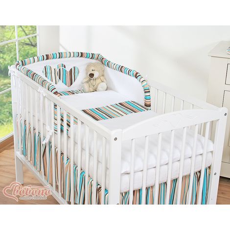 Juego de ropa de cama de 3 piezas 135x100 - Corazones y rayas, marrón