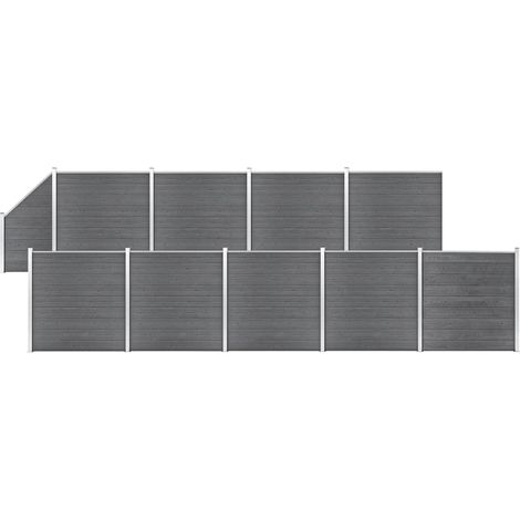 Set de valla 9 cuadradas + 1 oblicua WPC gris 1657x186 cm