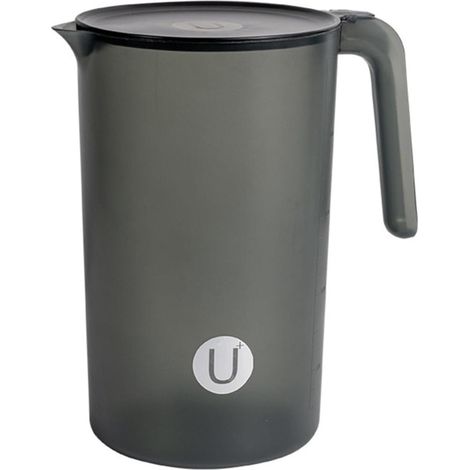 Pichet à eau plastique 2L Verre doseur gradué Carafe à eau en plastique pour lait thé glacé jus boissons Noir (1/5)