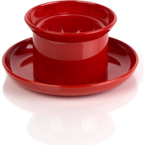 Lot de 2 coquetiers avec assiette, en plastique, rouge